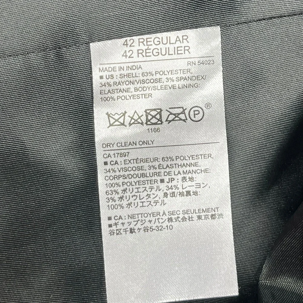 Banana Republic Blazer Mens 42R Grey Micro Check Stretch 2-Button Suit‎ Jacket